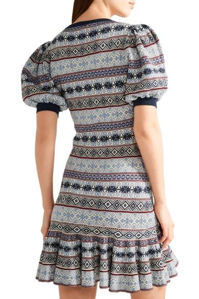 Shop Alexander Mcqueen Fair Isle Jacquard-knit Silk-blend Mini Dress