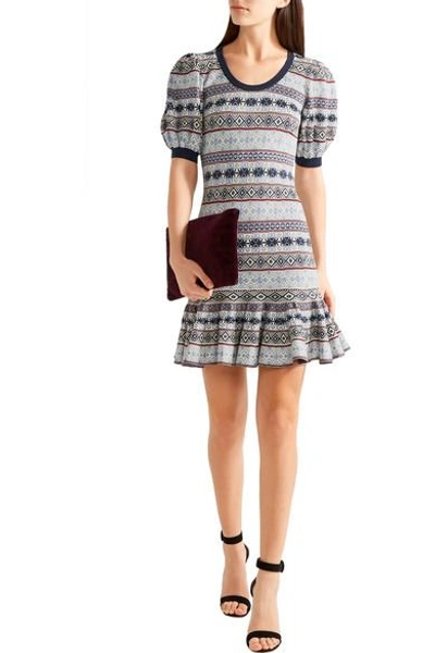 Shop Alexander Mcqueen Fair Isle Jacquard-knit Silk-blend Mini Dress