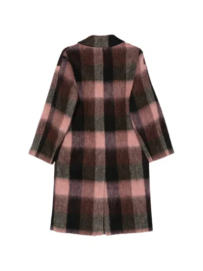 CHECK-PATTERN BUTTONED COAT