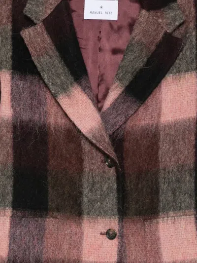 CHECK-PATTERN BUTTONED COAT