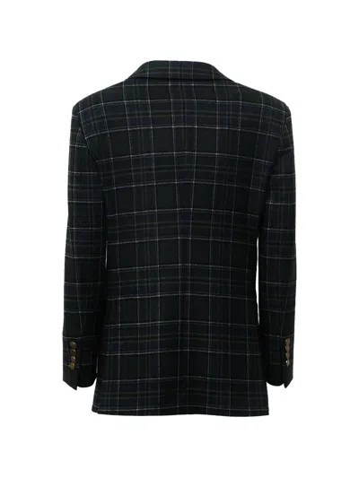 Saulina Check-pattern Blazer In Blue