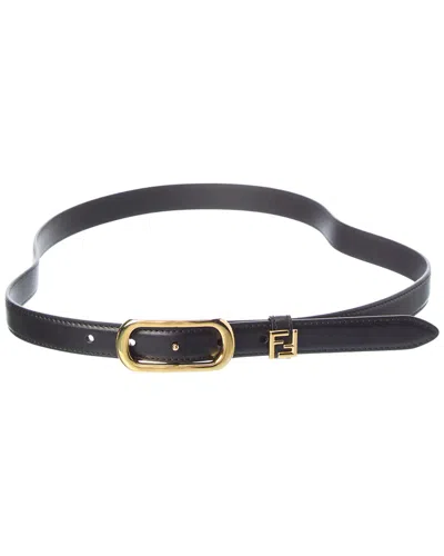 Fendi Ff Leather Belt In Black
