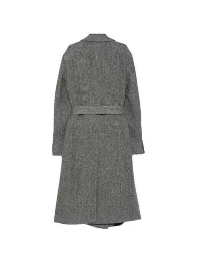 CHEVRON-PATTERN DOUBLE-BREASTED COAT