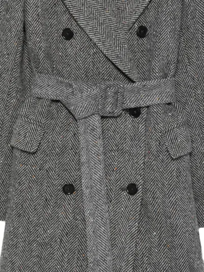 CHEVRON-PATTERN DOUBLE-BREASTED COAT