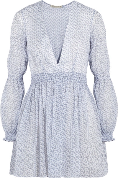 Emilia Wickstead Jasmin Floral-print Cotton-voile Tunic In Blue Print