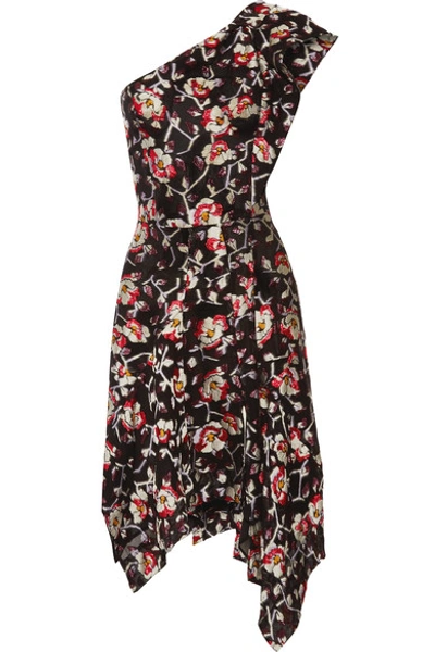 Shop Isabel Marant Parlam One-shoulder Metallic Fil Coupé Silk-blend Dress
