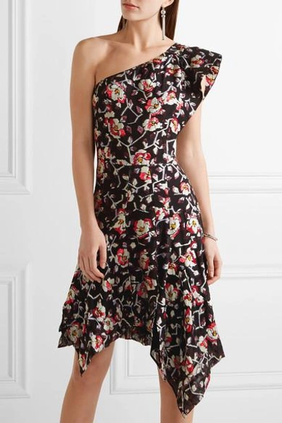 Shop Isabel Marant Parlam One-shoulder Metallic Fil Coupé Silk-blend Dress