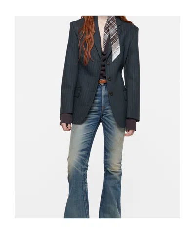 Acne Studios Pinstripe Wool Suit Jacket In Pattern