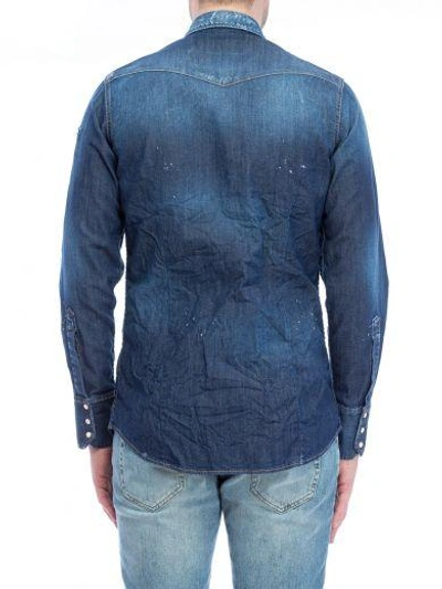 Shop Dsquared2 Dsquared Distressed Denim Shirt In Blue