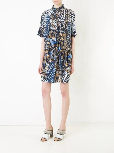 Shop Barbara Bui Printed Drawstring Shirt Dress - Multicolour