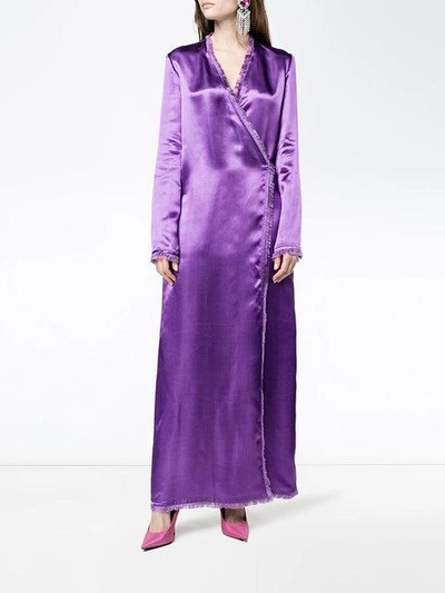 Shop Attico Raquel Wrap Dress In Purple