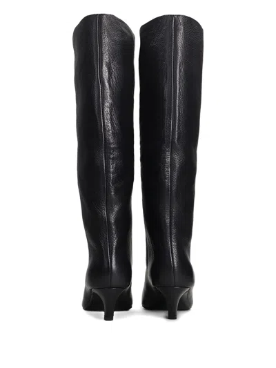 Ash Violet High Heels Boots In Black Leather In Black