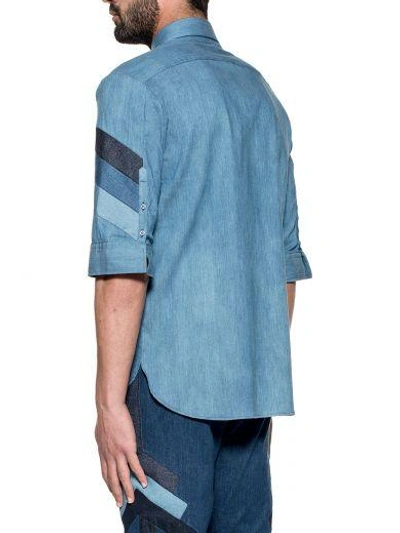 Shop Neil Barrett Blue Stretch Shirt