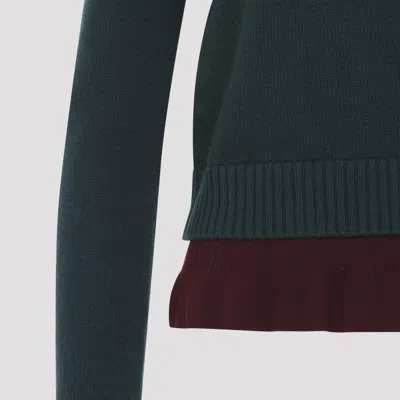 Acne Studios Ruffled Layered-effect Sweater In Green
