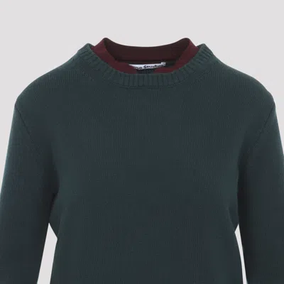 Acne Studios Ruffled Layered-effect Sweater In Green