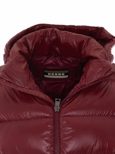 Herno Red Nylon Down Jacket In Multi