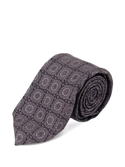 Kiton Geometric-pattern Tie In Pink