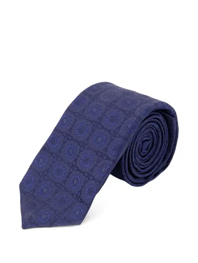 Kiton Geometric-patterned Tie In Blue