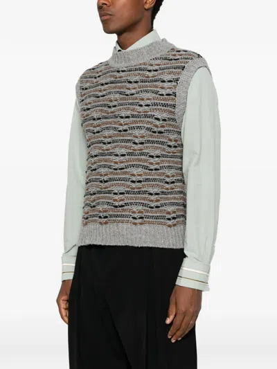 Marni Patterned Sleeveless Sweater In Brown