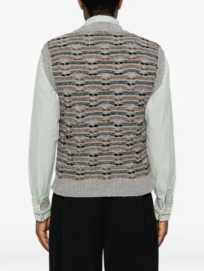 Marni Patterned Sleeveless Sweater In Brown