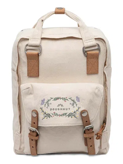 Doughnut Macaroon Embroidered Canvas Backpack In Black