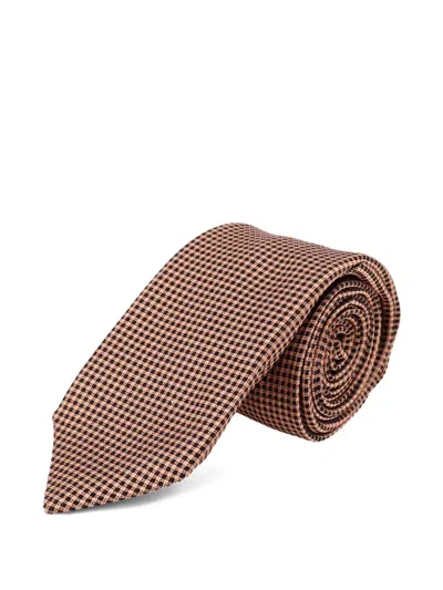 Kiton Micro-check Tie In Pink