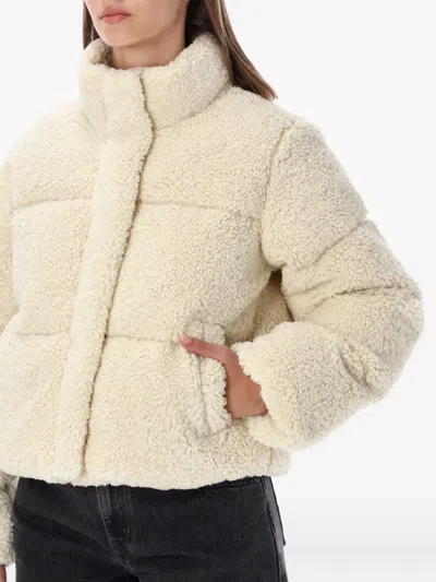 Levi's Cropped Plush Teddy Puffer Jacket In Neutral