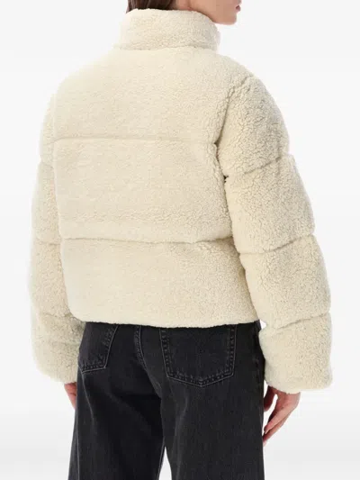 Levi's Cropped Plush Teddy Puffer Jacket In Neutral
