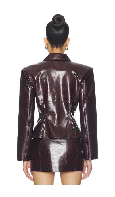 Naked Wardrobe Python Leather Blazer In Brown