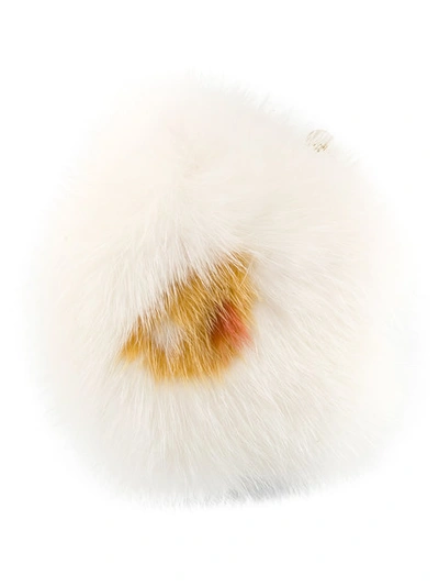 Anya Hindmarch Egg Mink Fur Sticker, White