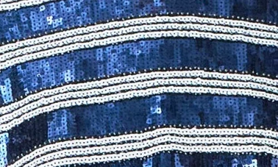 Grey Lab Sequin Stripe Top In Blue