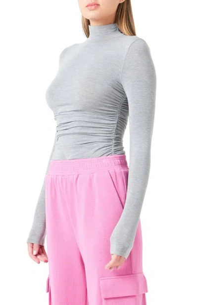 Grey Lab Ruched Turtleneck Top In Gray