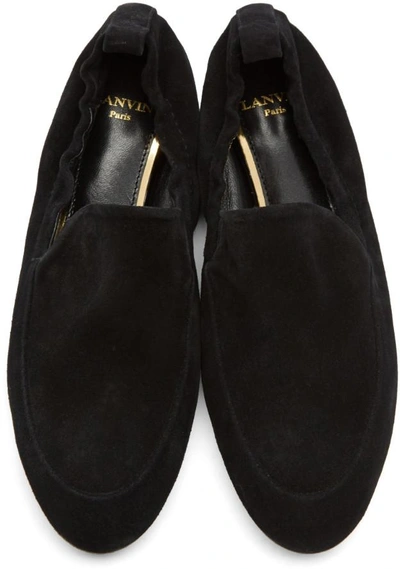 Shop Lanvin Black Suede Classic Loafers