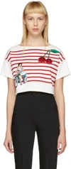 DOLCE & GABBANA Off-White Cropped Badges T-Shirt