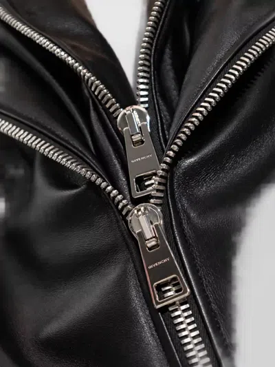 Givenchy Lambskin Leather Shawl Collar Ribbed Bomber Jacket In Black