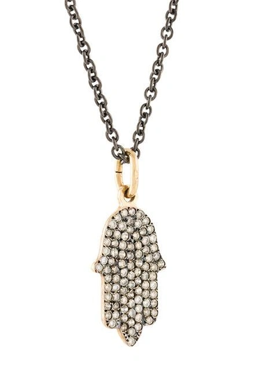 Shop Ileana Makri Fatima Hand Pendant Necklace In Metallic ,metallic