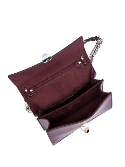 Shop Fendi Slg Leather Chain Shoulder Bag In Bordeaux