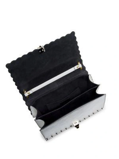 Shop Fendi Kan I Studded Metallic-trim Leather Chain Shoulder Bag In White-multi
