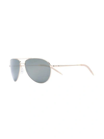 Shop Oliver Peoples 'benedict' Aviator Sunglasses In Metallic