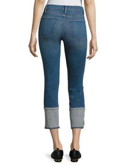 Shop Frame Le High Reverse Cuff Straight-leg Jeans In Sunland