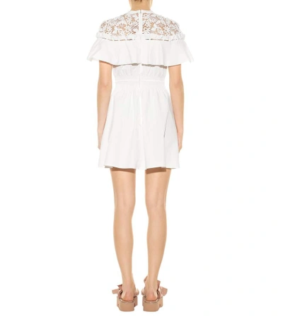 Shop Self-portrait Hudson Cotton Mini Dress In White