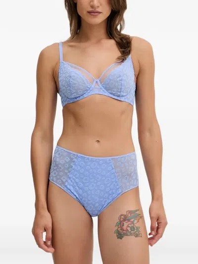 LEOPARD-PATTERN MESH-PANEL BRA