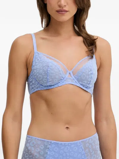 LEOPARD-PATTERN MESH-PANEL BRA