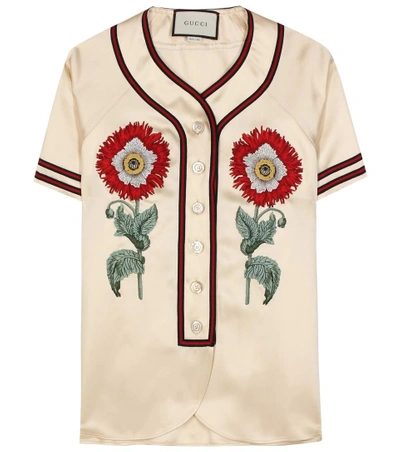 Shop Gucci Duchesse Embroidered Shirt In Rose Leige