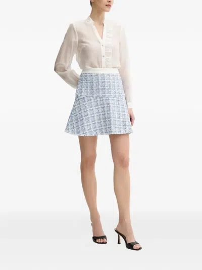 Morgan Ruffled Button Blouse In White