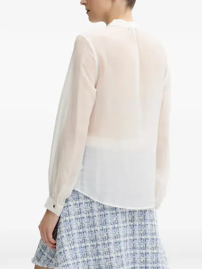 Morgan Ruffled Button Blouse In White
