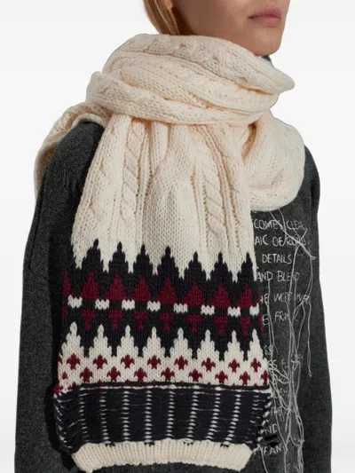 Akep Cable-knit Jacquard-patterned Scarf In Multi