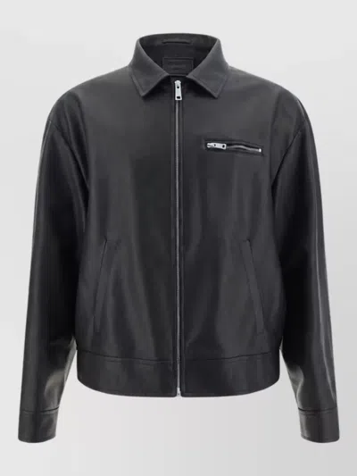 Prada Lamb Leather Jacket In Black