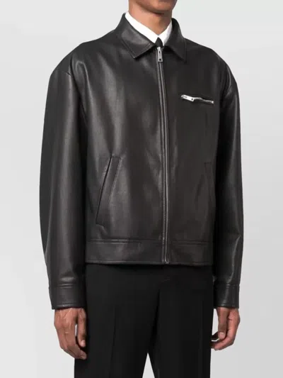 Prada Lamb Leather Jacket In Black