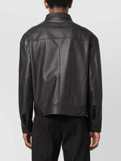Prada Lamb Leather Jacket In Black